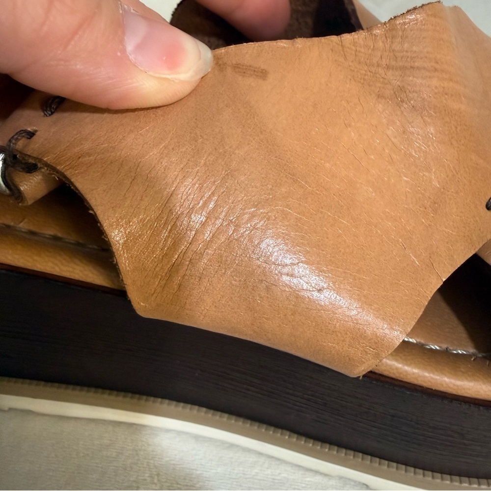 Kenneth Kole New York Brown Leather Platform Sandals Size EUR 39 - Picture 13 of 13